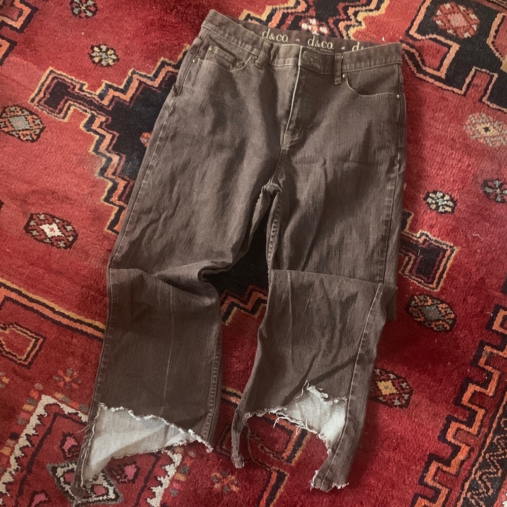 Brown Distressed stretch denim jeans 8P